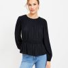 Clothing Loft | Shirred Peplum Blouse Black