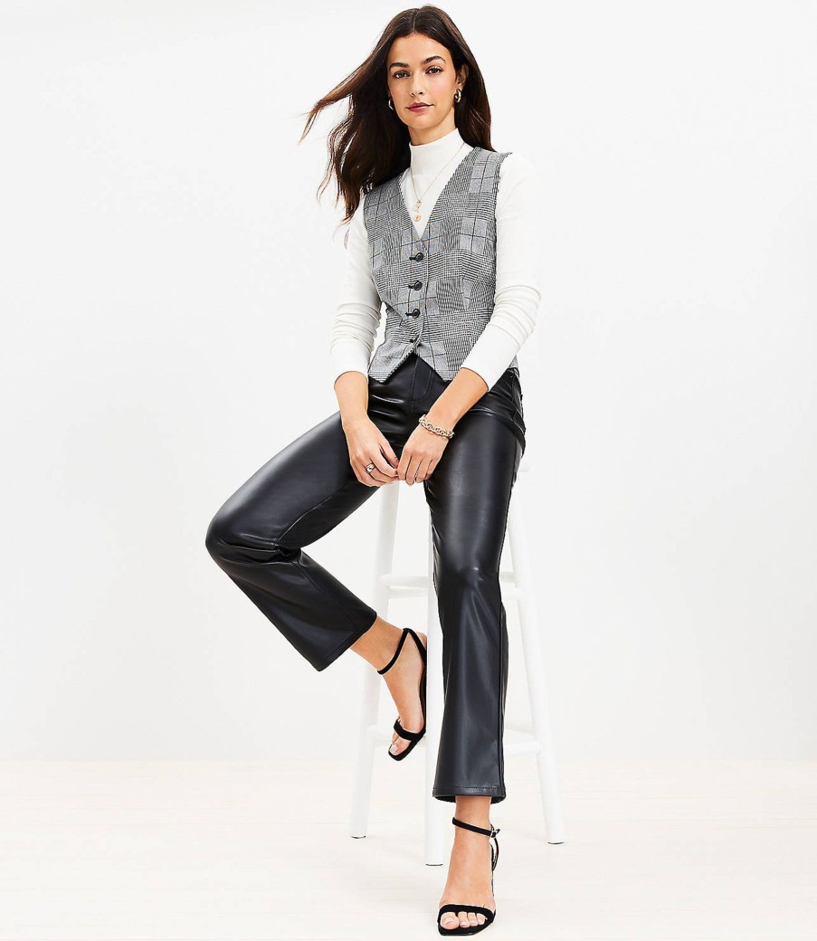 Clothing Loft | Five Pocket Straight Pants In Faux Leather Black