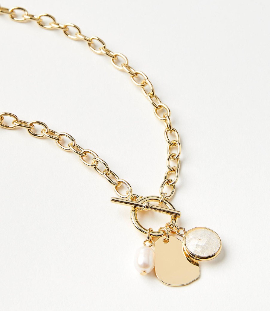 Accessories & Shoes Loft | Toggle Charm Necklace Goldtone