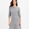 Clothing Loft | Jacquard Flounce Swing Dress Silver Lake Grey