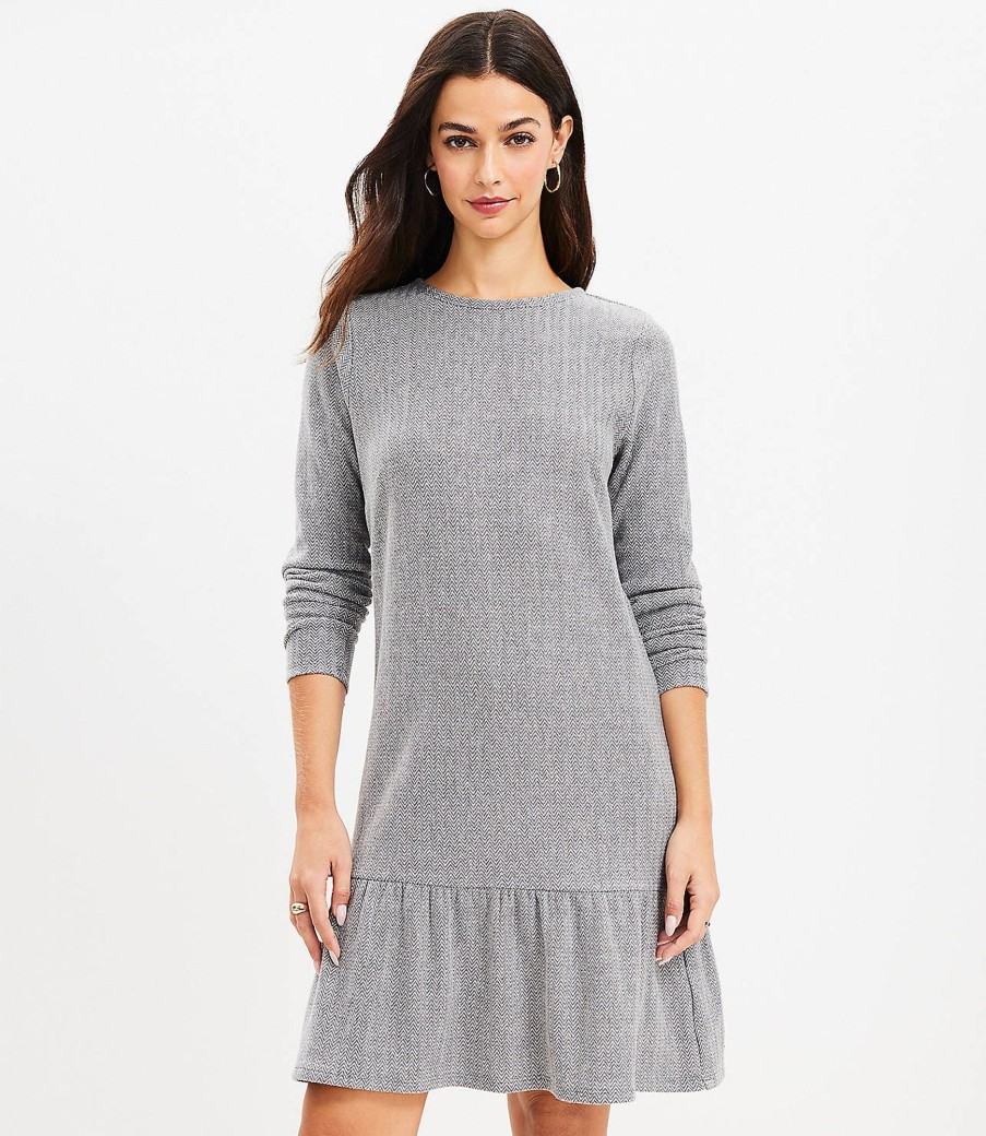 Clothing Loft | Jacquard Flounce Swing Dress Silver Lake Grey