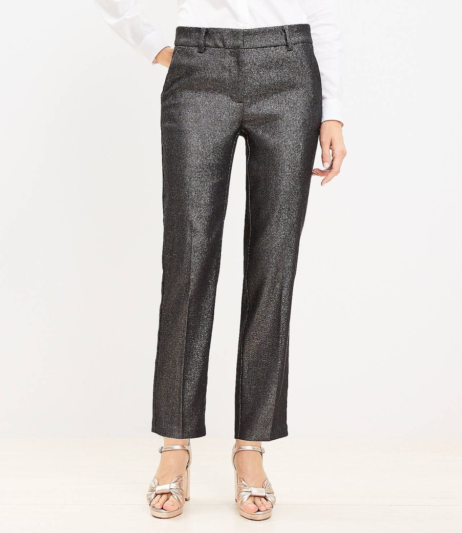 Clothing Loft | Riviera Slim Pants In Metallic Jacquard Black Metallic