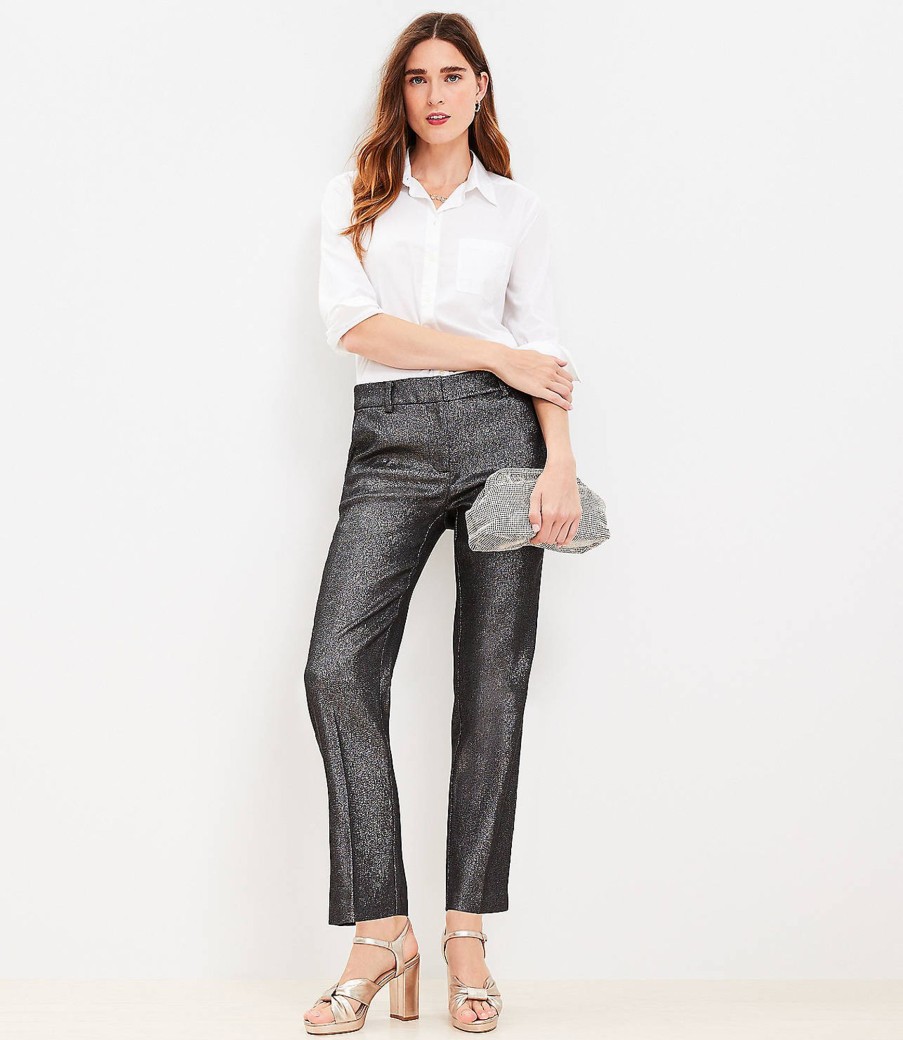 Clothing Loft | Riviera Slim Pants In Metallic Jacquard Black Metallic