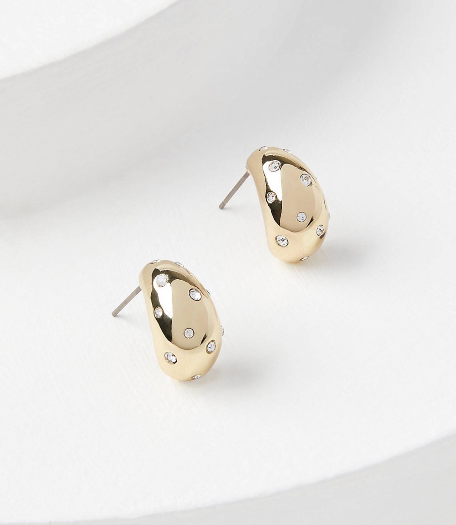 Accessories & Shoes Loft | Sparkle Teardrop Stud Earrings Goldtone