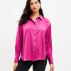 Clothing Loft | Satin Everyday Shirt Fuchsia Primrose