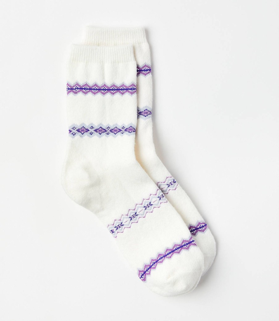 Clothing Loft | Fair Isle Crew Socks Whisper White