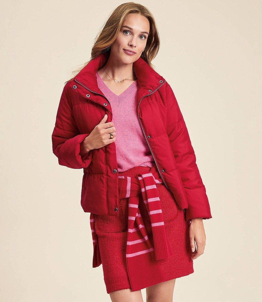 Clothing Loft | Sateen Puffer Jacket Ruby Rust