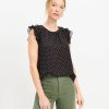 Clothing Loft | Clip Ruffle Sleeve Top Black