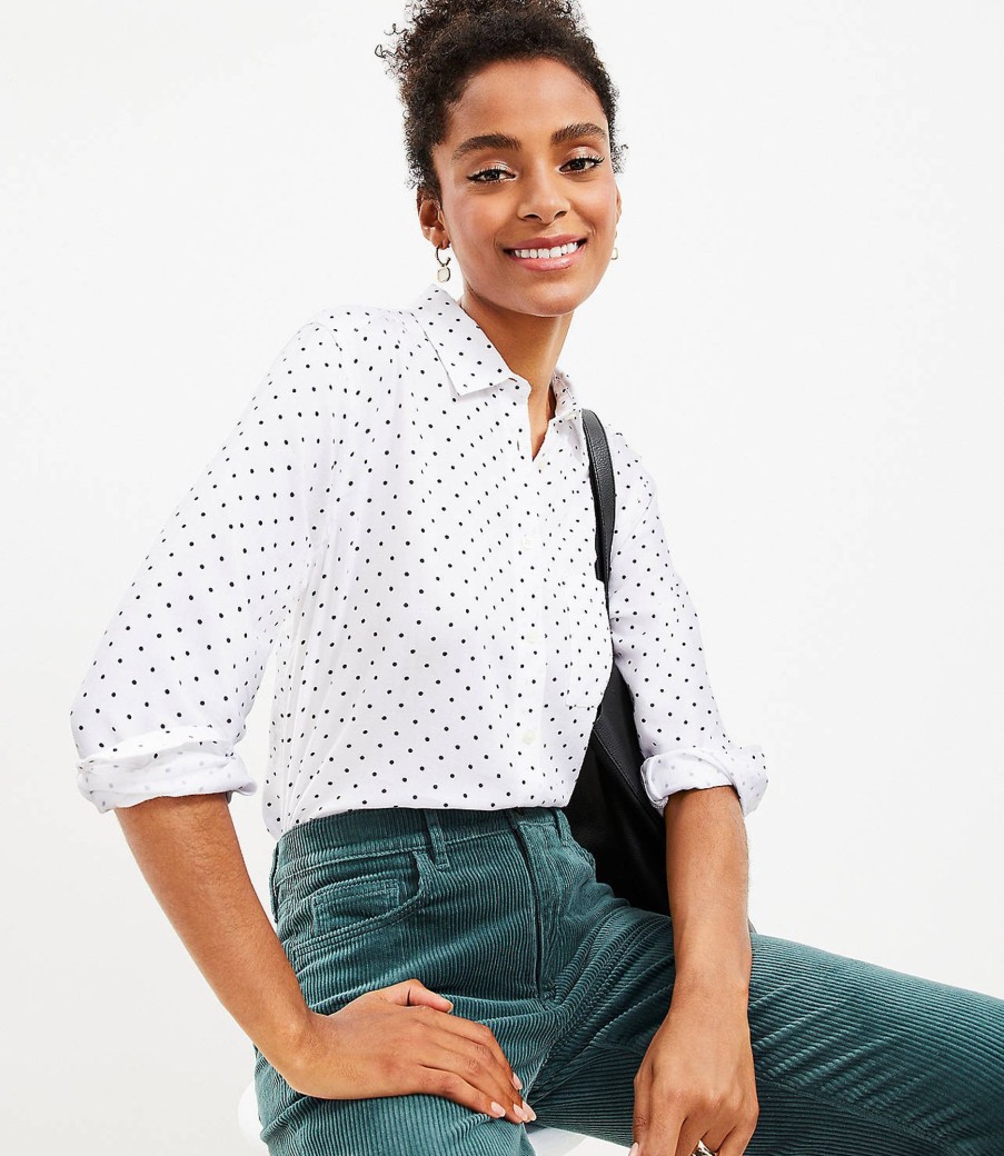 Clothing Loft | Dotted Relaxed Everyday Shirt White