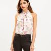 Clothing Loft | Shimmer Floral Twist Halter Top Whisper White