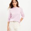 Clothing Loft | Pointelle Ruffle Neck Sweater Orchid Pink