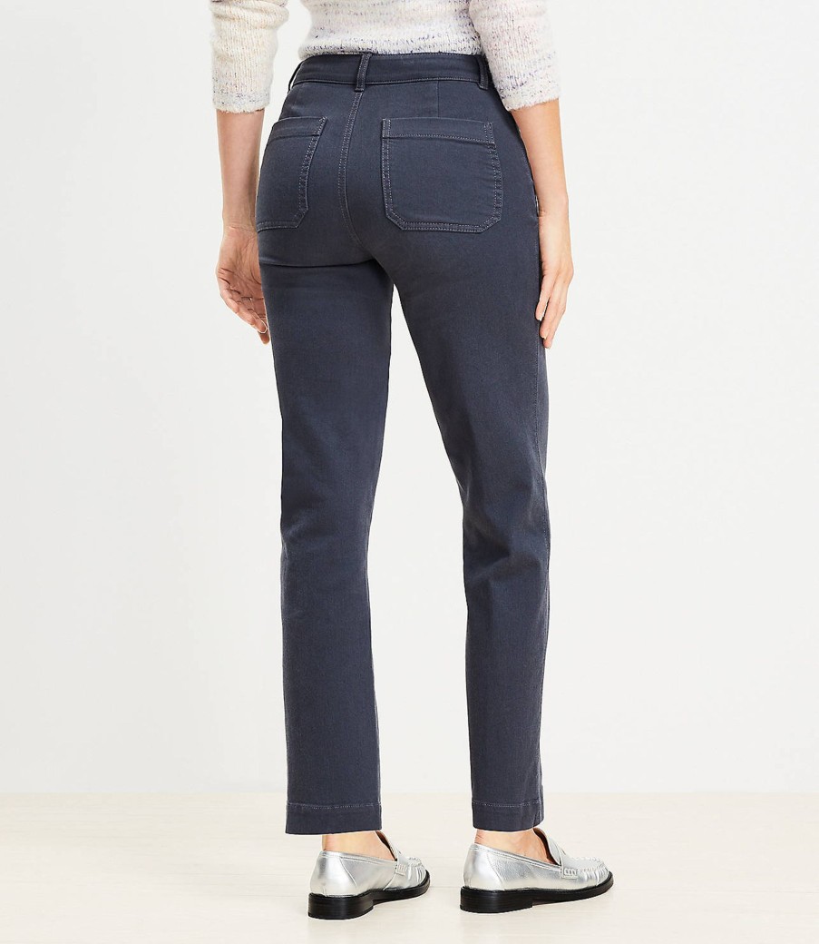 Clothing Loft | Curvy Patch Pocket Straight Pant In Twill Coastal Grey