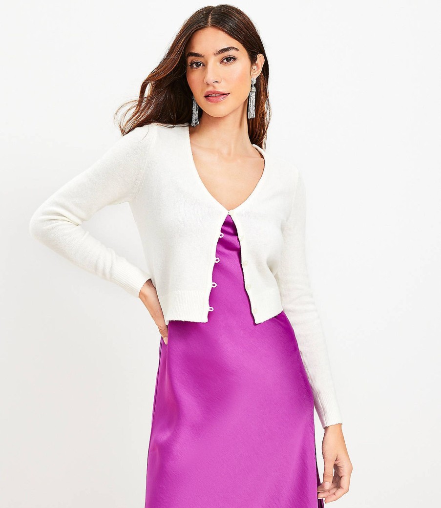 Clothing Loft | Cropped V-Neck Cardigan Whisper White