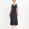 Clothing Loft | Lou & Grey Seamed Sandwashed V-Neck Midi Dress Black