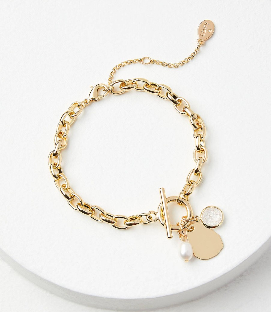 Accessories & Shoes Loft | Toggle Charm Bracelet Goldtone