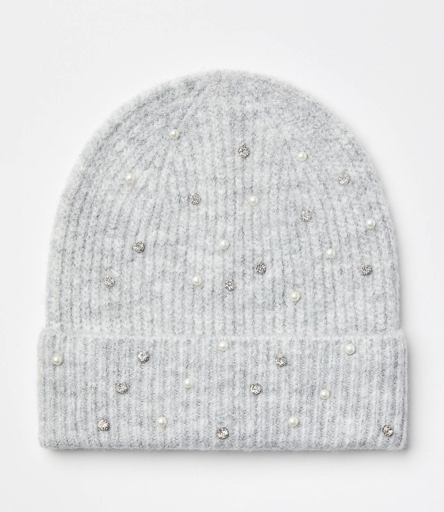 Accessories & Shoes Loft | Pearlized Sparkle Ribbed Beanie Heather Grey