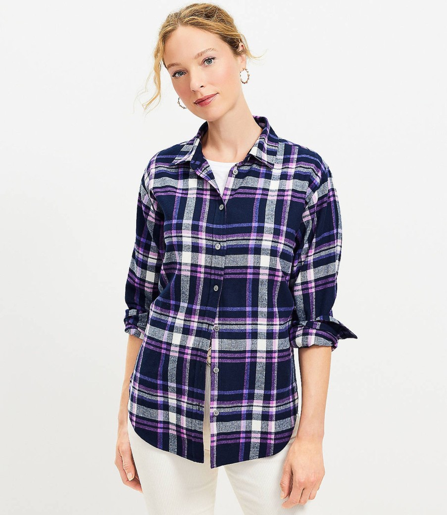 Clothing Loft | Flannel Everyday Tunic Shirt Deep Space Blue