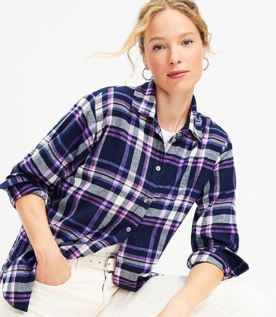 Clothing Loft | Flannel Everyday Tunic Shirt Deep Space Blue