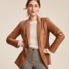 Clothing Loft | Faux Leather Double Breasted Blazer Fresh Pumpernickel