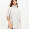 Accessories & Shoes Loft | Lattice Cable Turtleneck Poncho Light Heather Grey