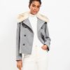 Clothing Loft | Melange Faux Fur Collar Doublecloth Jacket Grey Multi