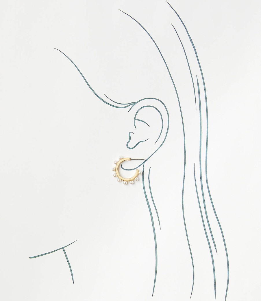 Accessories & Shoes Loft | Pearlized Lined Hoop Earrings Fresh Pearl