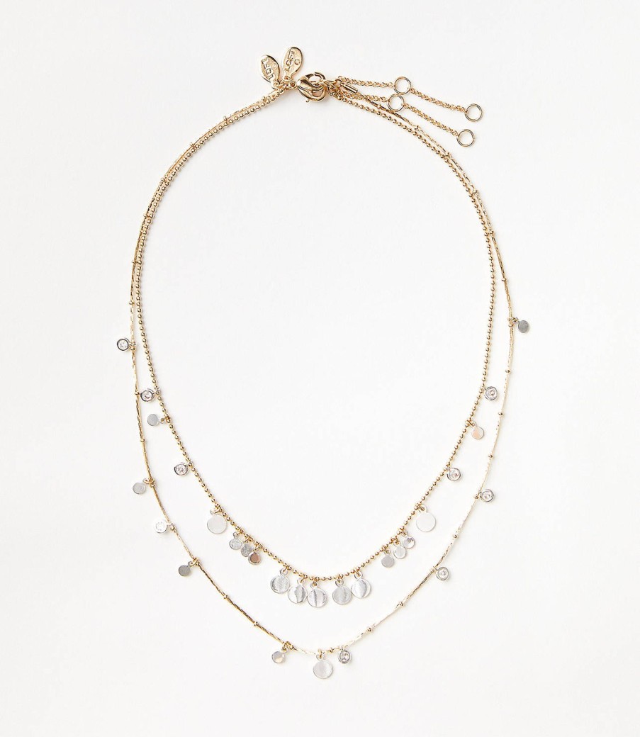 Accessories & Shoes Loft | Short Layered Disk Station Necklace Gold / Silver