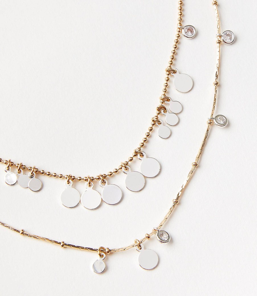 Accessories & Shoes Loft | Short Layered Disk Station Necklace Gold / Silver