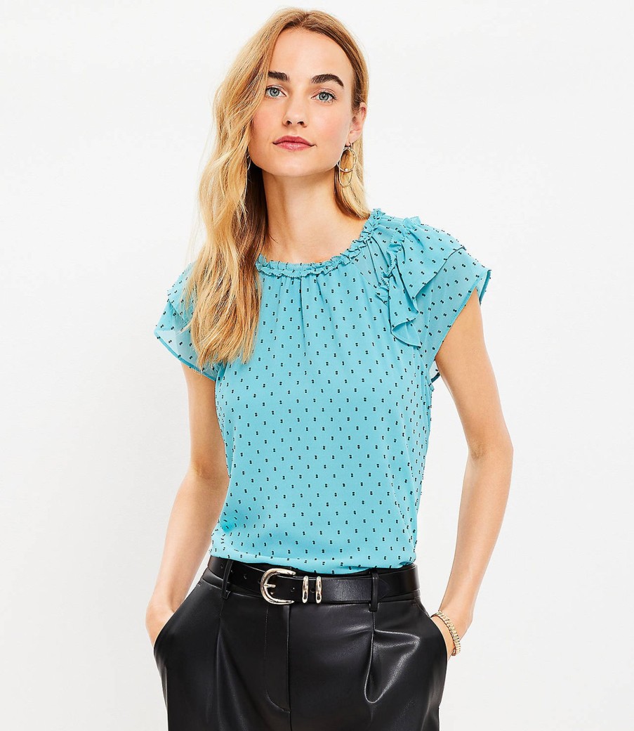 Clothing Loft | Clip Double Ruffle Top Basking Blue