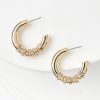 Accessories & Shoes Loft | Crystal Inset Hoop Earrings Goldtone