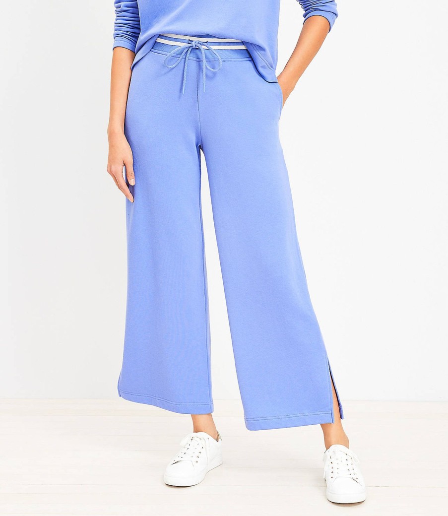 Clothing Loft | Lou & Grey Cozy Cotton Terry Wide Leg Sweatpants Baja Blue