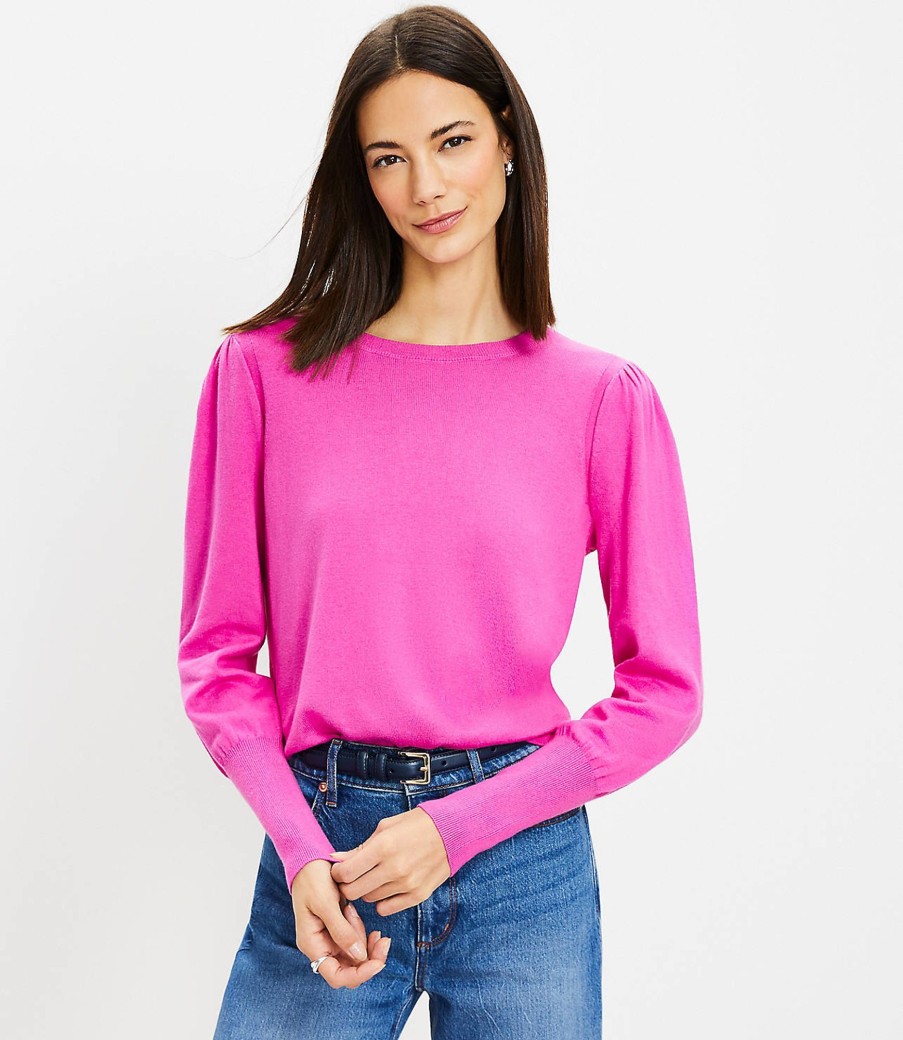 Clothing Loft | Puff Sleeve Sweater Rose Magenta