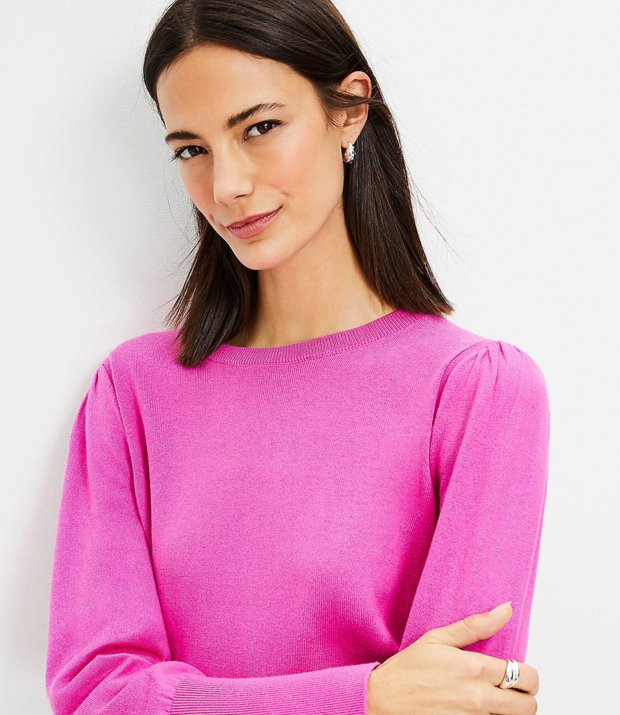 Clothing Loft | Puff Sleeve Sweater Rose Magenta