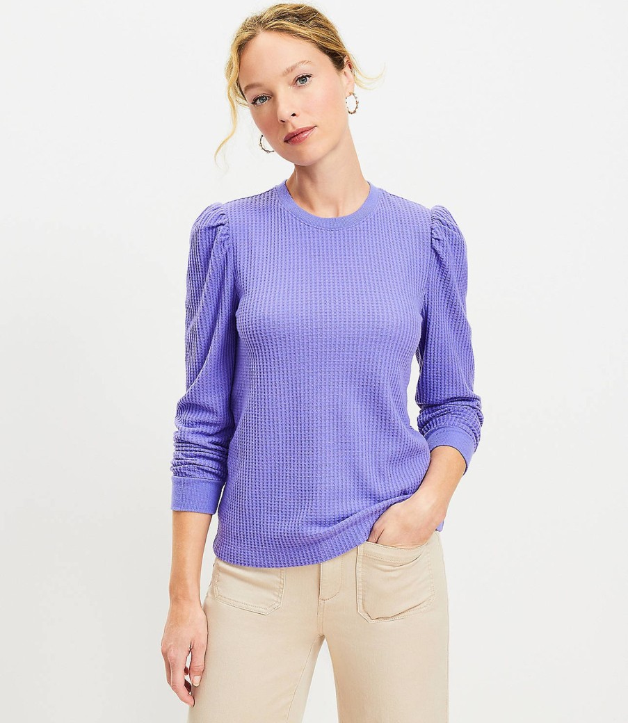 Clothing Loft | Brushed Waffle Puff Sleeve Top Digital Purple