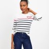 Clothing Loft | Heart Breton Stripe Sweater Whisper White