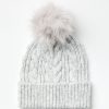 Clothing Loft | Cable Pom Pom Beanie Soft Heather Grey