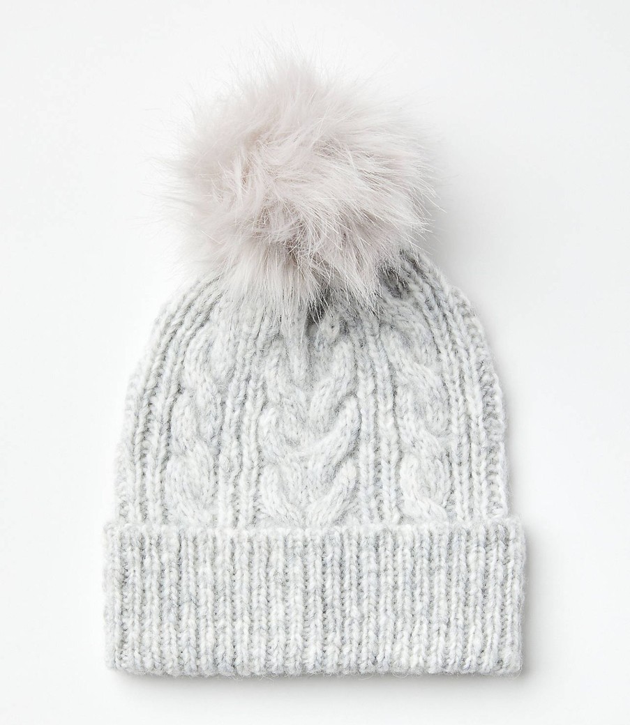 Clothing Loft | Cable Pom Pom Beanie Soft Heather Grey