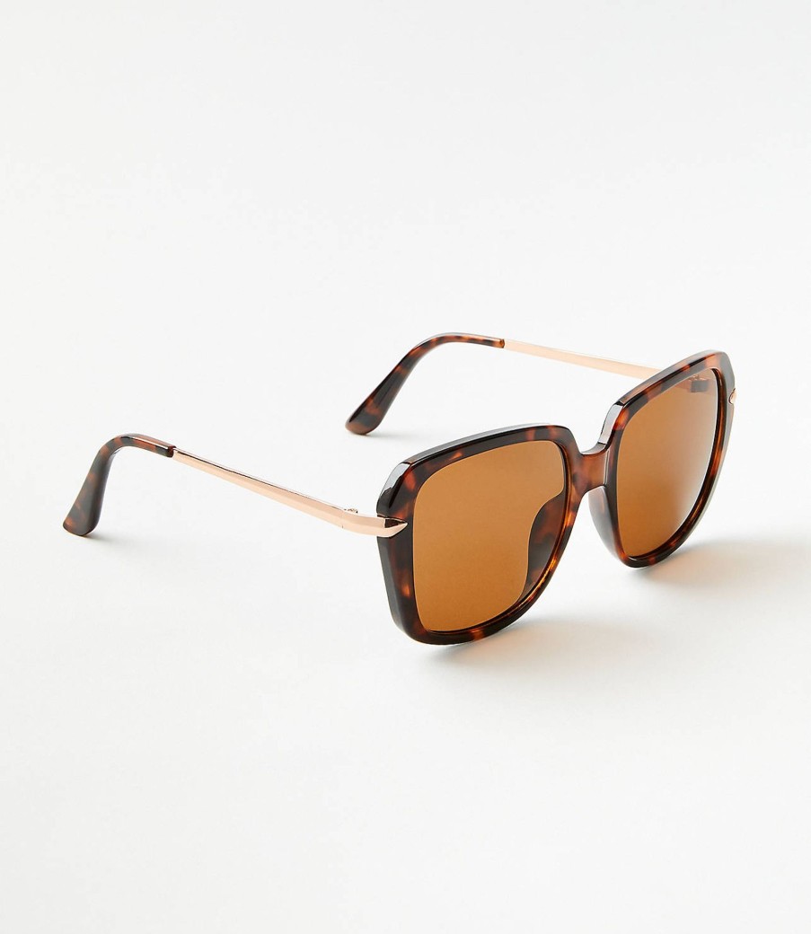 Accessories & Shoes Loft | Oversized Rectangle Sunglasses Tortoise Brown