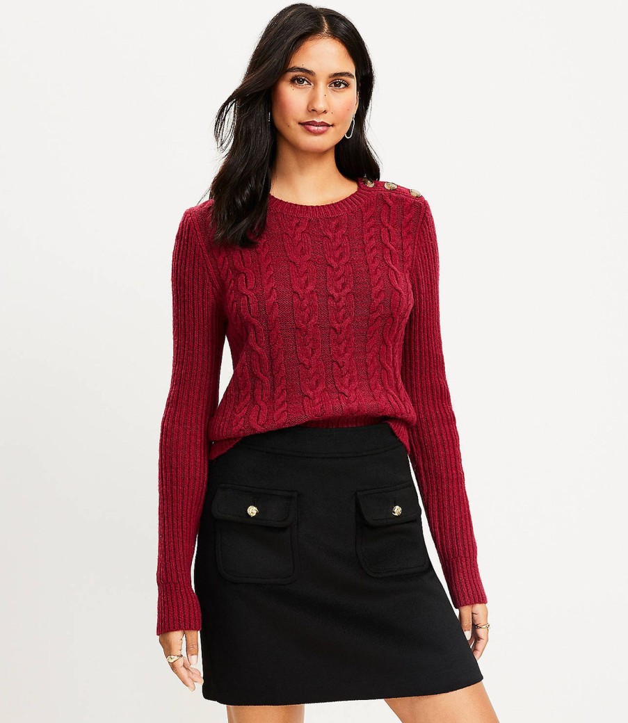 Clothing Loft | Cropped Cable Sweater Classic Rouge