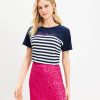 Clothing Loft | Amour Stripe Relaxed Crew Tee Deep Space Blue