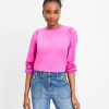 Clothing Loft | Textured Balloon Sleeve Top Rose Magenta