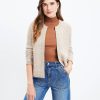 Clothing Loft | Textured Tweed Open Sweater Jacket Camel Multi