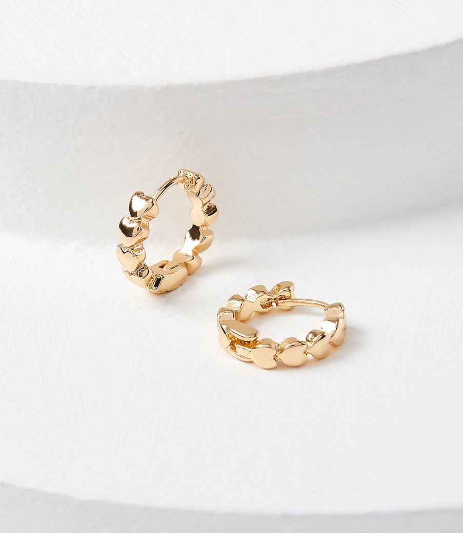 Accessories & Shoes Loft | Heart Huggie Earrings Goldtone