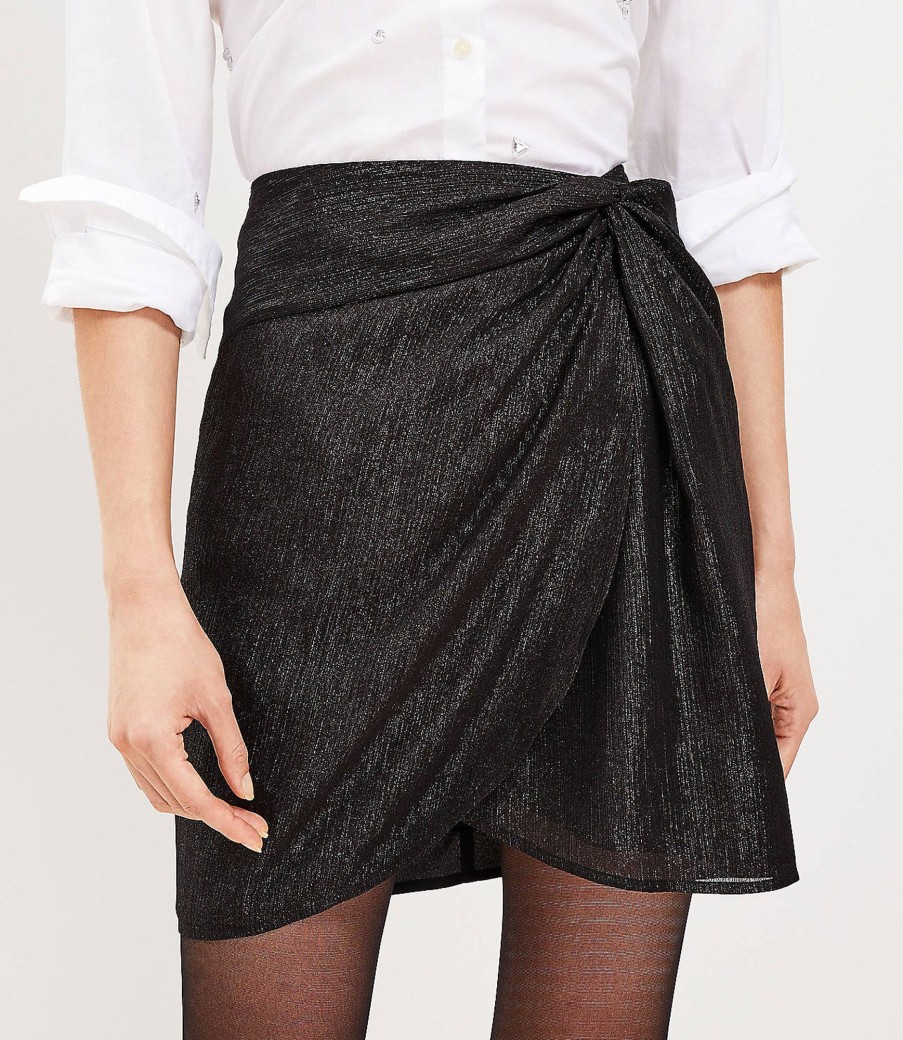 Clothing Loft | Shimmer Stripe Twist Shift Skirt Pumice Metallic