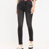 Clothing Loft | Curvy Frayed Mid Rise Skinny Jeans In Washed Black Wash