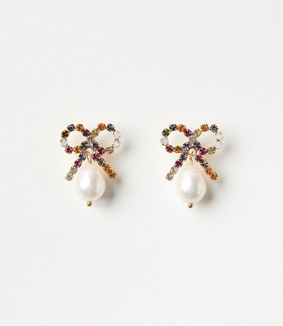 Accessories & Shoes Loft | Pearlized Bow Drop Earrings Multi