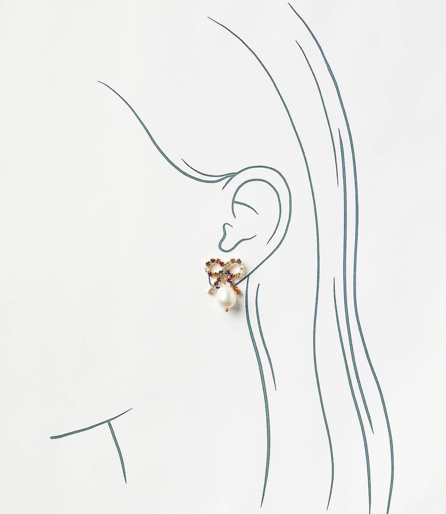 Accessories & Shoes Loft | Pearlized Bow Drop Earrings Multi