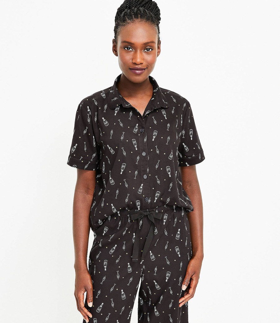 Clothing Loft | Champagne Pajama Top Black