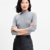 Clothing Loft | Heathered Ribbed Mock Neck Top Cobblestone Heather