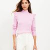 Clothing Loft | Shoulder Ruffle Mock Neck Sweater Orchid Pink